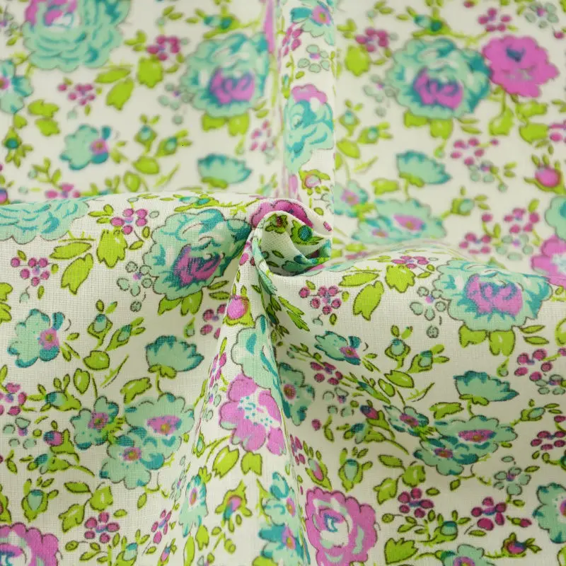 Booksew 9 Designs Cotton Fabric &quotRetro Turquoise&quot Bundle Tilda Quilting Scrapbooking Patchwork Cloth 50CMx50CM/Piece|patchwork cloth|designer