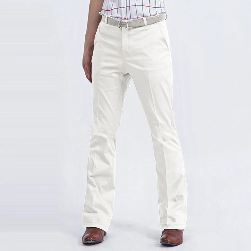 white fitted flare pants