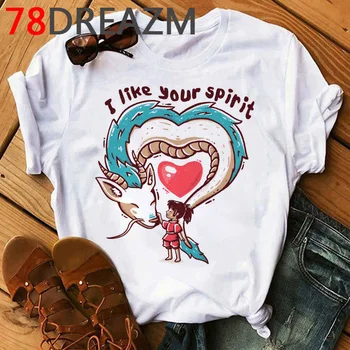 

Spirited Away T Shirt Women Kawaii Cartoon T-shirt Miyazaki Hayao Anime No Face Cute Print Harajuku Grunge T-shirt Female
