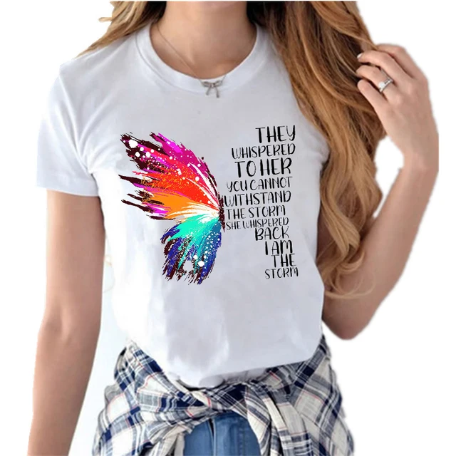 Butterfly Printed T Shirt Women Summer Top Casual Tees Ladies 2021 New  Short Sleeve Female T Shirts Plus Size Woman Clothing - AliExpress Women's  Clothing