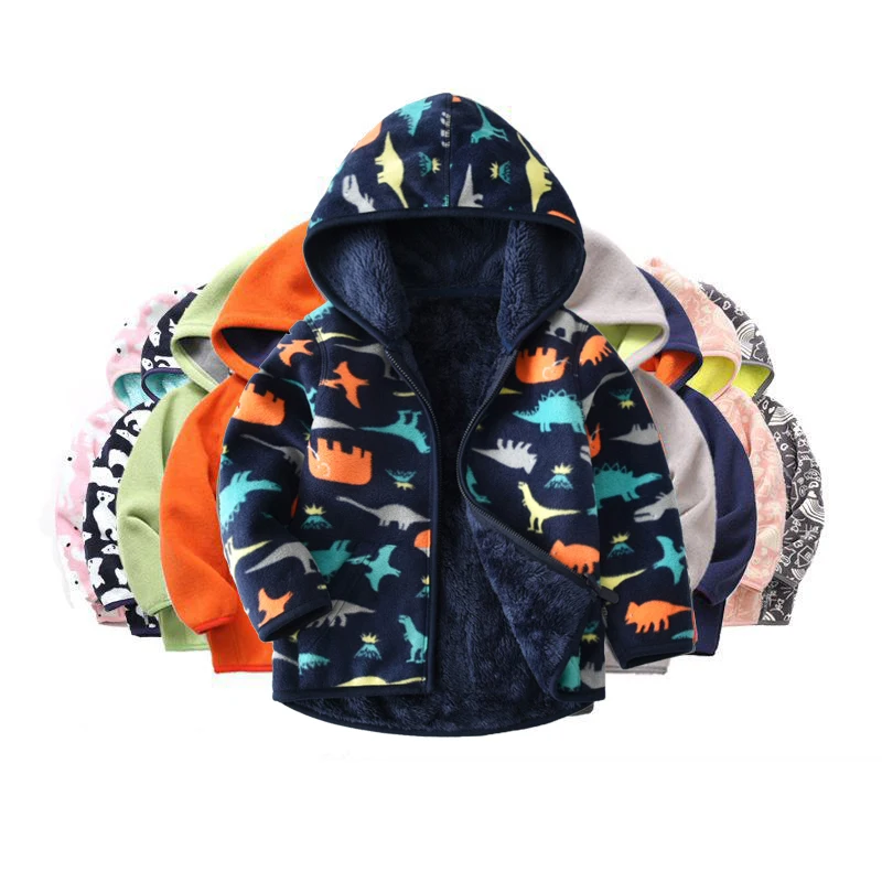 

2019 New Baby Autumn Clothes Long Sleeved Cartoon Fleece Jacket 2T-6T Children Winter Warm Tops Boys Girls Fleece Sweater Outfit