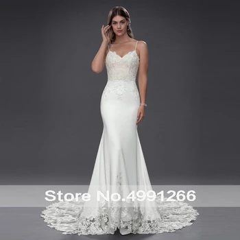 

BAZIIINGAAA Luxury Lace Mermaid Wedding Dress V-neck Sleeveless 50cm Tail Design Hand-Beading Plus Size Bridal Wedding Dress
