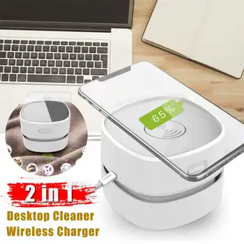 

2 in 1 Mini Vacuum Cleaner Desktop Cleaner Car Home Cleaner Office Fast Wireless Charger Charging Pad for Phone