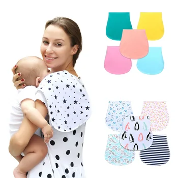 

New Baby Burp Bibs Infant Baby Burp Cloths 100% Cotton Three Layers Waterproof Set Curved Absarbent Soft Baby Accessories