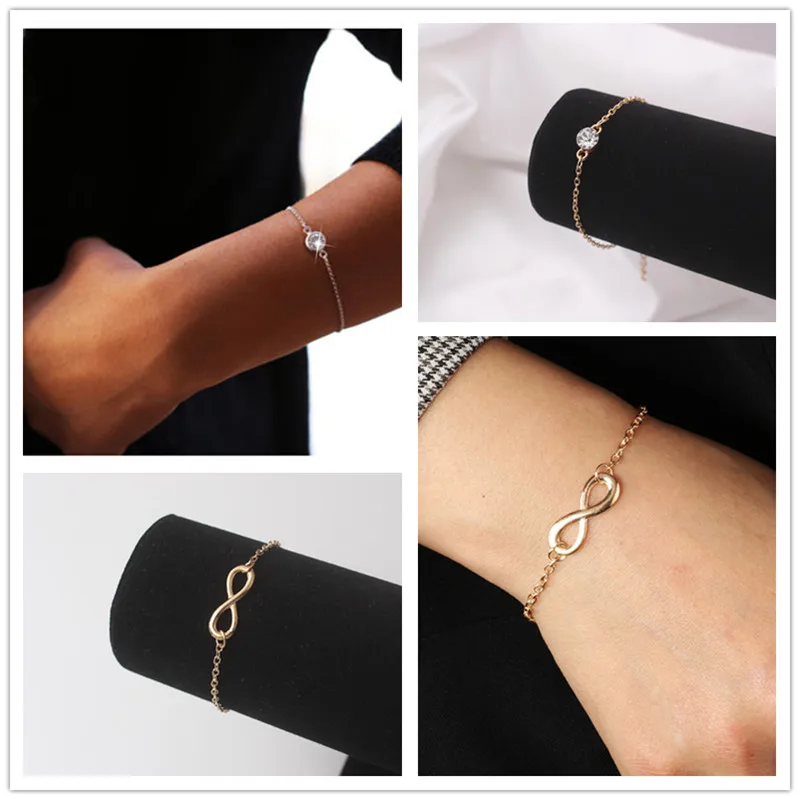 Bracelet Chaîne Doré Avec Croix Et Bague Liée - Taille Ajustable - Neuf Avec étiquettes