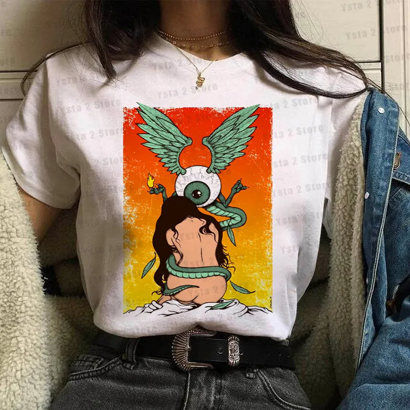 Popular Queens of the Stone Age t shirt women Vogue Skeleton Demon T-shirt Halloween Easter casual streetwear Cool Graphic Tops