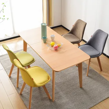 

Nordic Dining Chair Modern and Simple Office Negotiations Desk Chair Solid Wood Cloth Art Home Back Chair