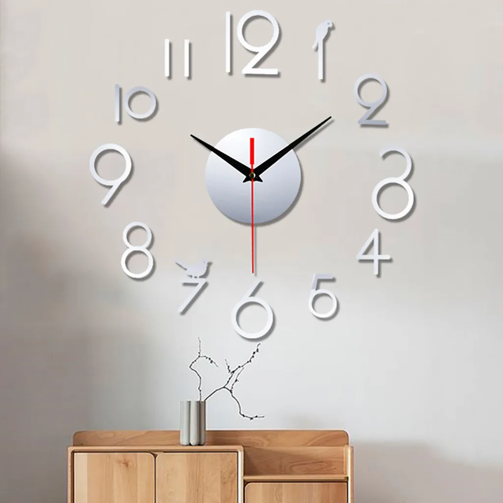 Frameless Diy Wall Mute Clock 3d Mirror Surface Sticker Home Office Decor Wall Clock Modern Design Decor Acrylic