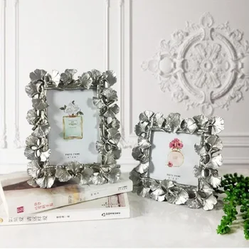 

European Vintage Golden Silver Ginkgo Leaf Photo Frame Resin Frame Creative Wedding Couple Picture Frame Home Decoration