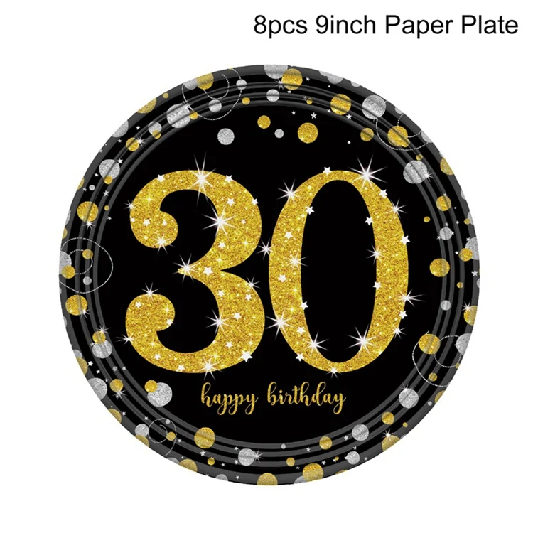 Paper Plate Huiran 15 шт. шары на день рождения 30 40 50 украшения на день рождения 30th 40th 50th Декор на день рождения Юбилей шары - Цвет: Paper Plate