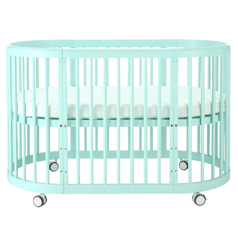 

7155 Baby Bed Solid Wood round Bed Multi-functional Babies' Bed Twins Baby Caring Table