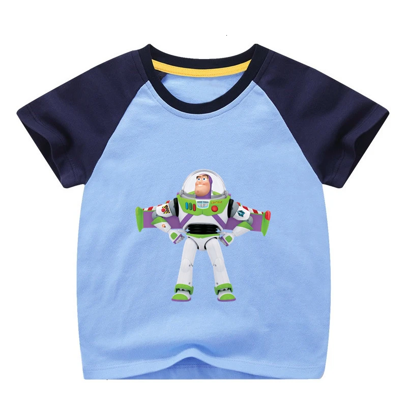 Летняя футболка для девочек Bing Buzz Lightyear, смешная комбинированная цветная футболка с круглым вырезом для детей, Детская футболка с героями мультфильмов одежда для малышей - Цвет: as picture