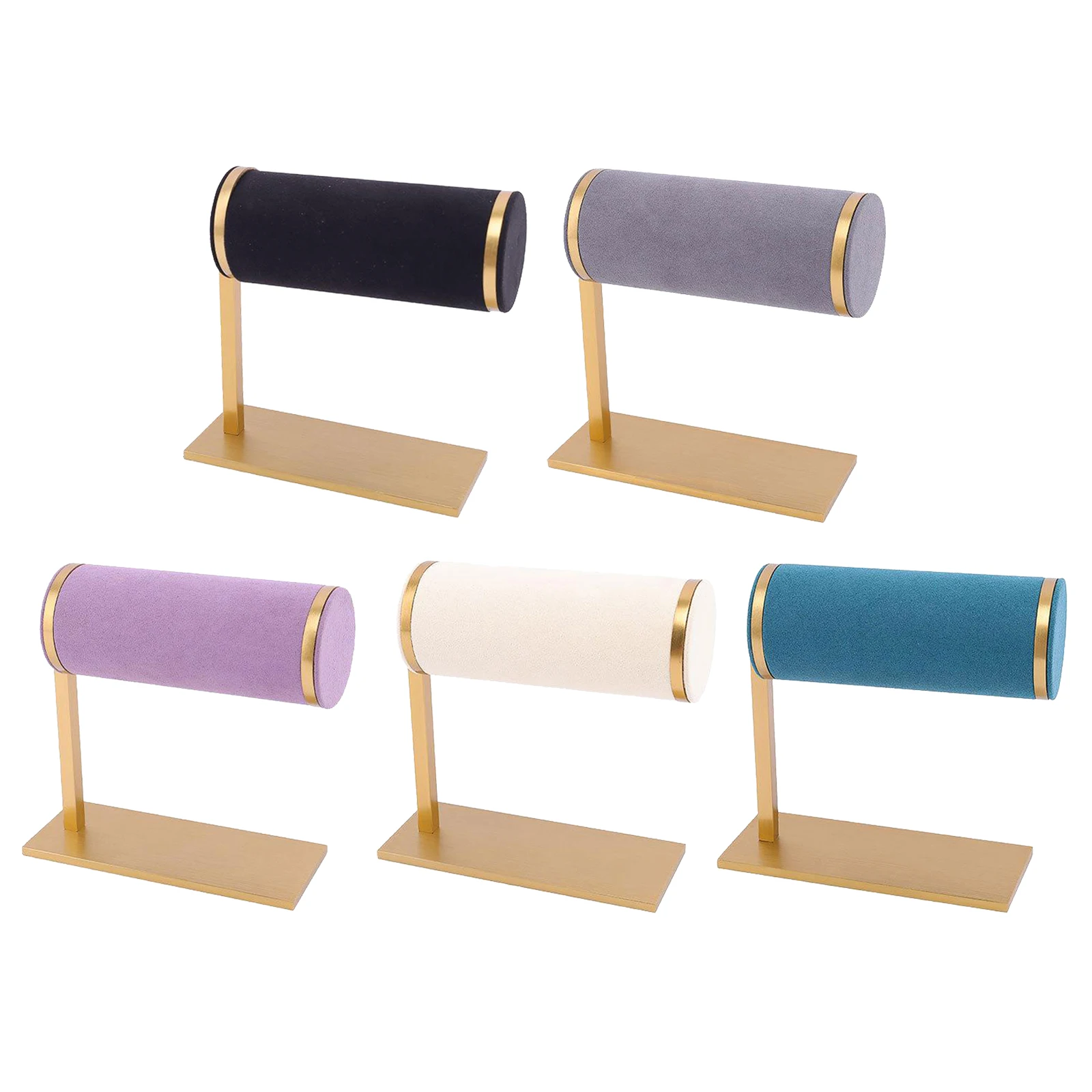 Jewelry Display T-bar Watch Organizer Bracelet Holder Hair Band Rack Portable Velvet Bracelet Scrunchie Organizer Display Stand