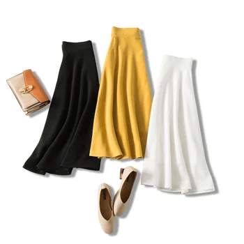 

Harajuku New 2020 Spring and Summer Fashion High Waistline Large Hem of Skirt WOMEN 'S Skirts A- Line Skirt Solid Color