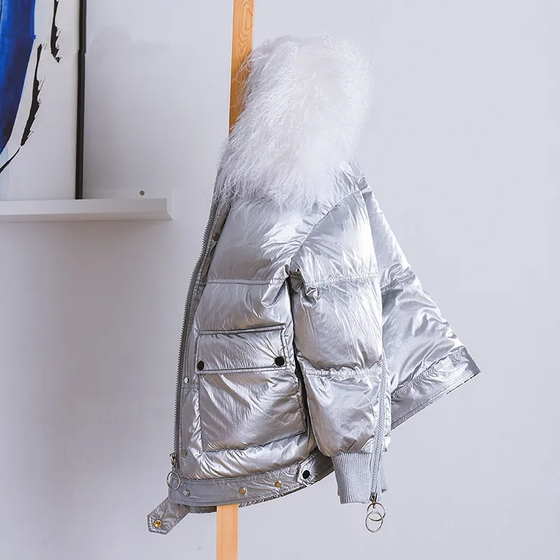 Female Down Jacket Loose Korean Beach Wool Large Fur Collar Down Jackets Women Parka Short Student Down Winter Coat NS1570