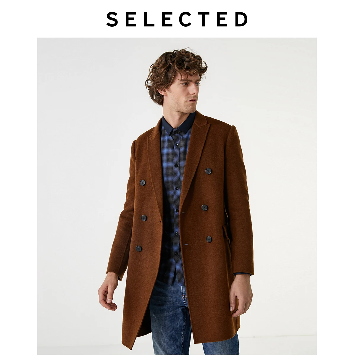 Мужская шерстяная куртка средней длины, шерстяное пальто, Осеннее и зимнее пальто S | 419327507