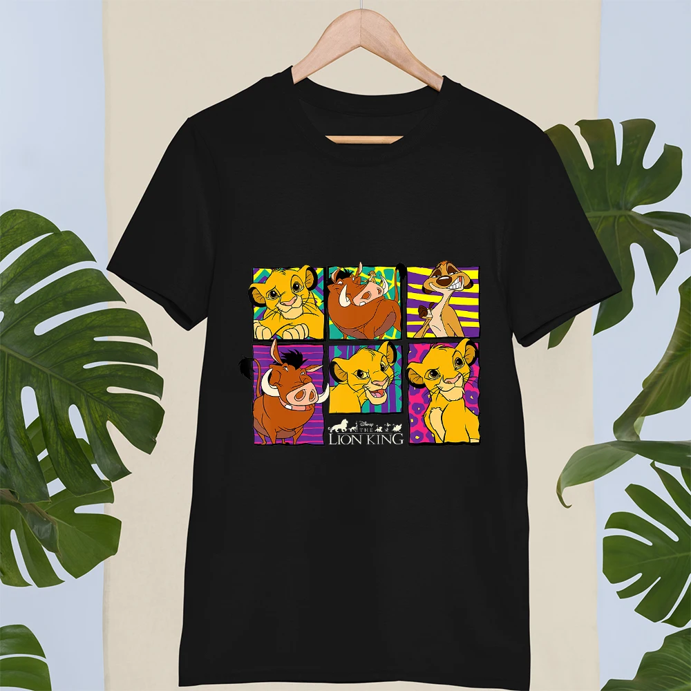 Kawaii Simba and Nala Lion King Print T shirts Female Clothing Casual Loose Unisex Tshirts Harajuku Tee Summer Women T-shirt custom t shirts Tees
