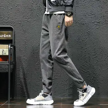 

Stretch Jeans Men's Loose Harem Pants Overalls Trousers Korean Loose Leg Pants Large Size Small Feet Cropped Pants