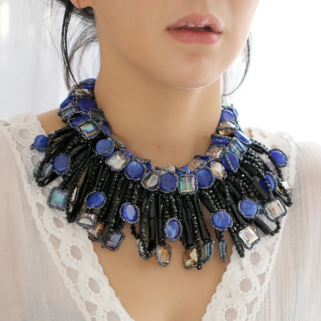 Jose & Maria Barrera-Blue Aqua ombré twist necklace