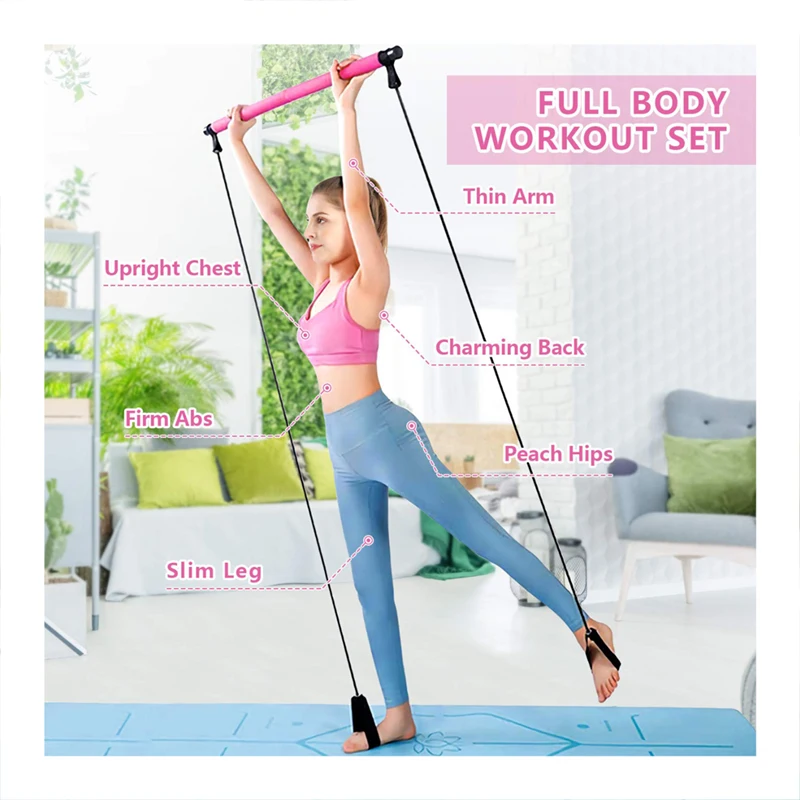 pilates bar kit resistance band exercise portable fitness pilates stick workout bodybuilding yoga elastic band resistance bands aliexpress