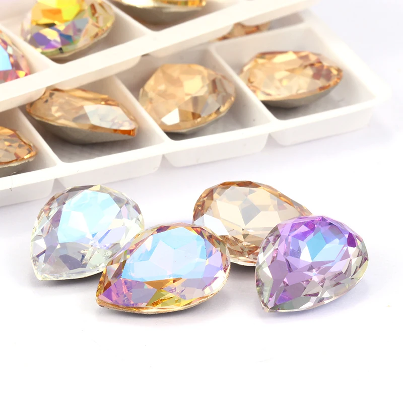 Scintillio colorato lacrima K9 vetro strass vetro cristallo Pointback strass colla su abbigliamento artigianato accessori gioielli