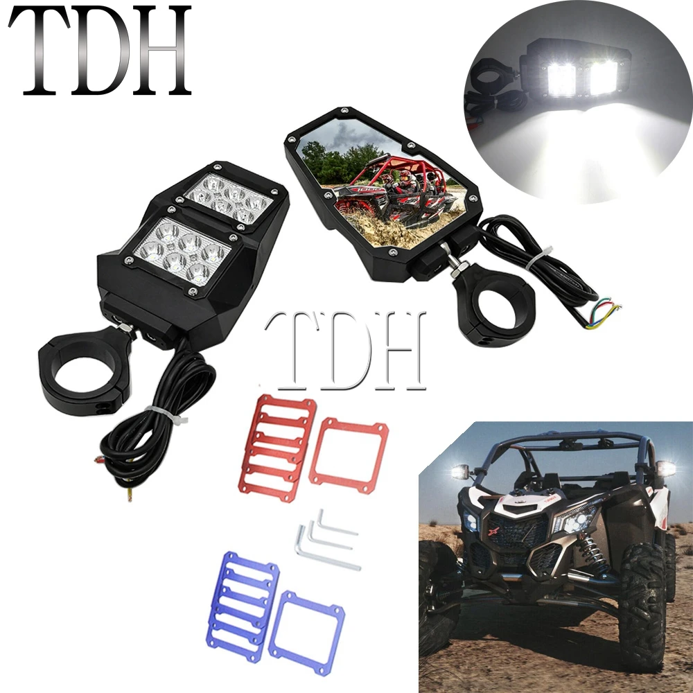 

For Polaris Ranger RZR XP 1000 ATV UTV Side Rear View Mirrors LED Spot Light 1.75 2 inch Roll Bar Cage For Yamaha Rhinos Can-am