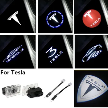 

2x Car LED Door Logo Light Ghost Laser Shadow Projector Warning Lamp for Tesla Model S Model X MODEL 3 2017 2018 2019 car Access