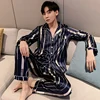 Plus Size 3XL 4XL 5XL Men Comfortable Pyjamas Long Sleeve Casual Home Wear Autumn new Silk Boy Pajama Sets Leisure Sleepwear Set ► Photo 2/6