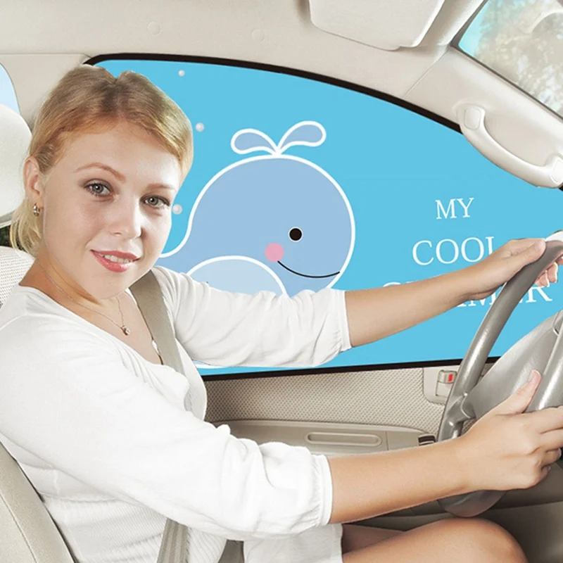 Мультяшная Магнитная Автомобильная Солнцезащитная боковая Солнцезащитная занавеска, летняя Регулируемая Солнцезащитная защита для детей, Солнцезащитная защита от солнечных лучей