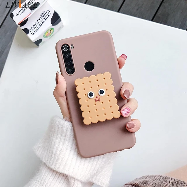 3D Silicone Cartoon Phone Holder Case For Xiaomi Redmi Note 10 Redmi Note 10 Pro Note 10S 9 8T K30 Pro K40 Pro mi poco F3 Cover coffee case cookies