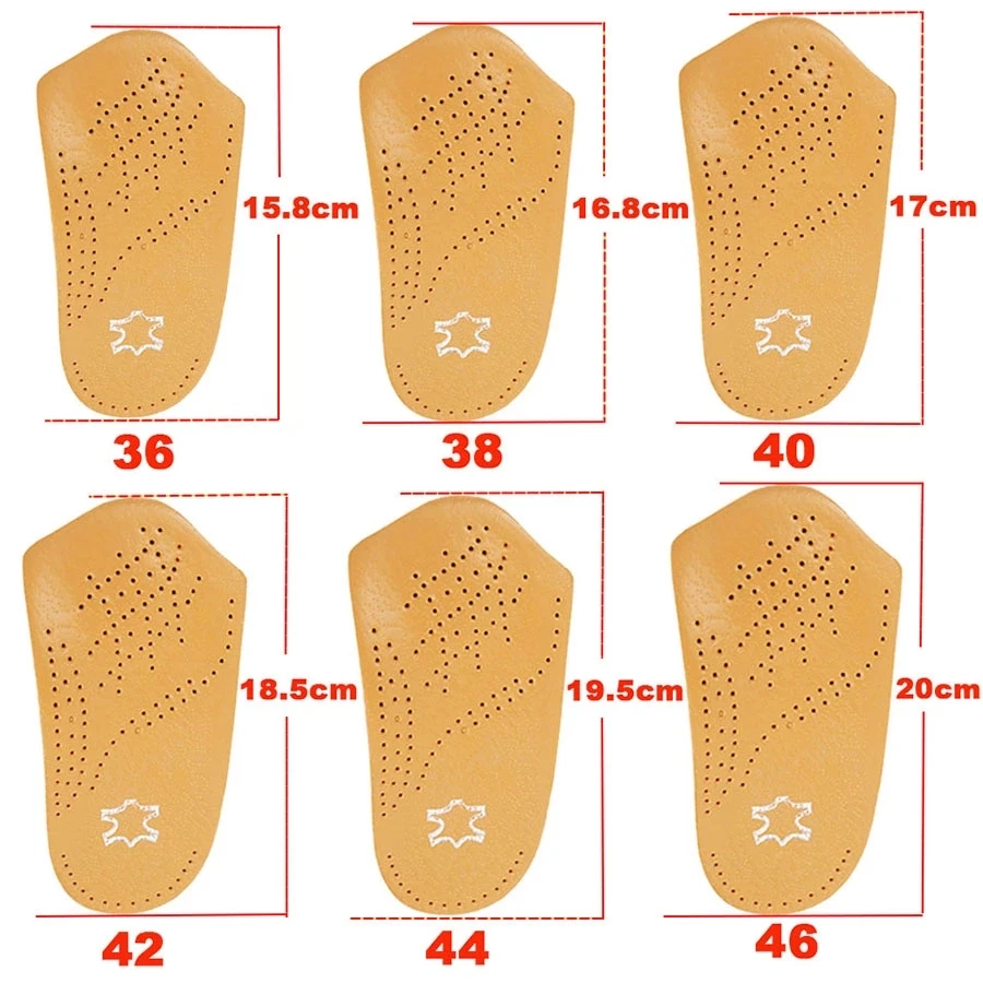 3/4 длина Кожаные ортопедические стельки для плоскостопия пятки подкладки для поддержки свода стопы половина ортопедические стельки обуви ноги забота о здоровье обуви колодки