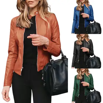 

Women Fashion Autumn Winter Jacket Short Faux Leather Suit Coat Outwear Clothes Cardigan Coat Women's Coat Jacket Streetwear