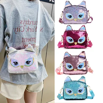 

Small Leather Handbag Women Cartoon Sequin Female Crossbody Bags Kids Girls Clutch Purse School Shoulder Bag