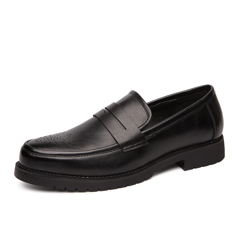 Misalwa/винтажные мужские кожаные туфли с перфорацией типа «броги»; повседневные туфли-оксфорды для зрелых джентльменов; модельные туфли без застежки; Свадебная обувь - Цвет: Black