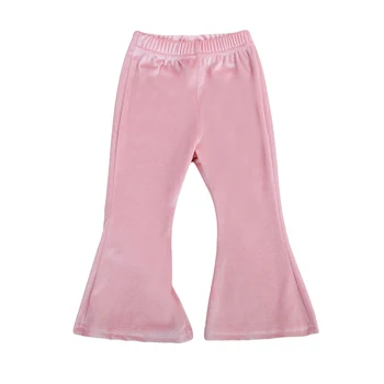 

In Stock! 1-5Y Toddler Kid Girls Pants Velvet Children's Clothing Solid Bell-bottomed Pants Casual Kids Flare Trousers