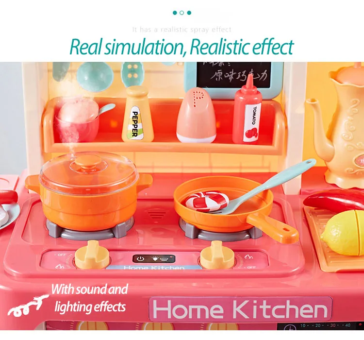 Детские блестящие кухонные игрушки 93 см, 65 шт., ролевые игры, имитационная кухня, детские игрушки для приготовления пищи, 2-4 года, набор кухонных игрушек