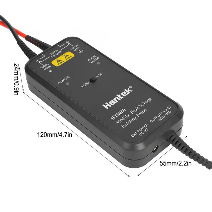 Hantek Oscilloscope Probe High Voltage Isolated Differential 50MHZ-100MHZ Bandwidth 1/50 1/500 Two-Stage Attenuation