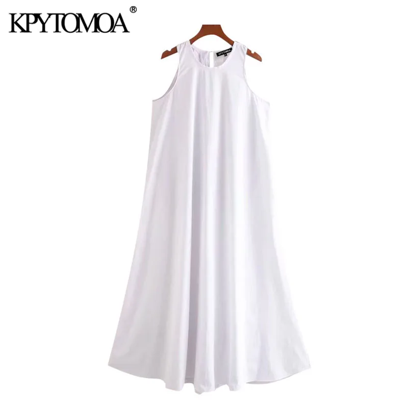 KPYTOMOA Women 2020 Chic Fashion Side Pockets Sleeveless Midi Dress Vintage O Neck Back Bow Tie Female Dresses Vestidos Mujer KPYTOMOA Women 2020 Chic Fashion Side Pockets Sleeveless Midi Dress Vintage O Neck Back Bow Tie Female Dresses Vestidos Mujer