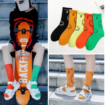 

Socks Thin Fashion Socks Summer Men's and Women's Socks Couple's Smiley Face Letters Fashion All-match Fresh Air Cotton Socks