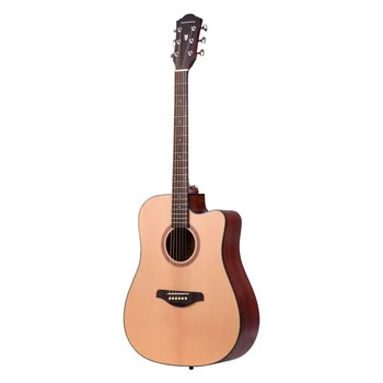 

41inch Cutaway Acoustic Folk Guitar Spruce Wood Top Panel Mahogany Wood Backside Panel with Strap Bag Capo Picks Strings