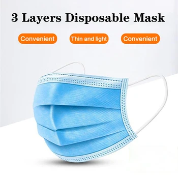 

10/50pcs Face Mouth Mask 3 Layers Protective Disposable Non-woven Anti Virus Flu Bacterial Breathable Dust-Proof Safety Mask
