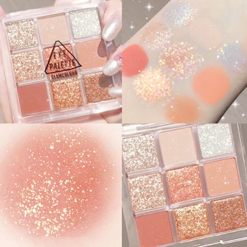 

9 Color Eyeshadow Palette Makeup Matte Eye Shadow Pallete Holographic Shiny Sequin Shadows Pigment Waterproof Eye Cosmetic TSLM1