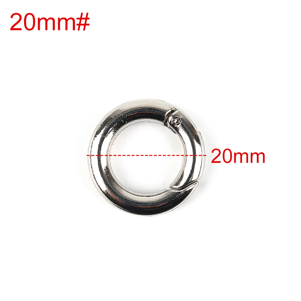 20mm 6 шт./партия, оцинкованный сплав, задвижки, уплотнительное кольцо, пряжки, карабин с зажимом, кошельки, сумки, Круглый карабин - Цвет: 20mm