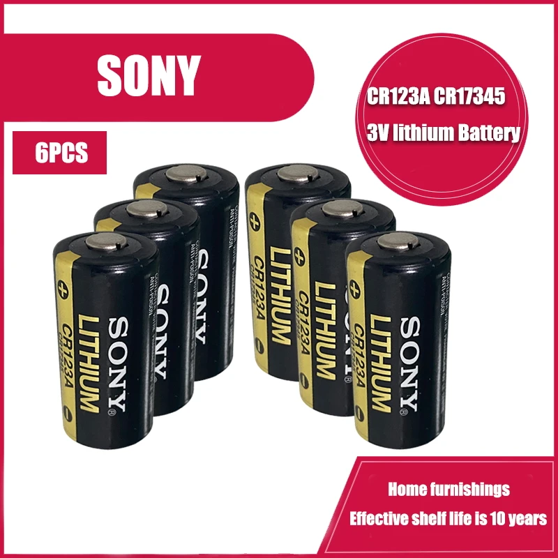 6 шт. новая Оригинальная литиевая батарея Sony 3 В 1550 мАч CR123 CR 123A CR17345 16340 cr123a сухая