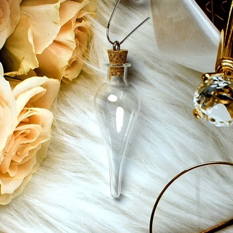 Long Water Droplets Glass Bottles Clear Drifting Bottles Aromatherapy Wishing Bottle Cork Wedding Birthday Party Glass Jars Glass Bottles Aromatherapy Diffuser Bottle