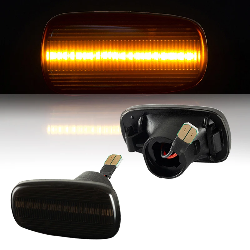 2PcsDynamic Amber LED Side Marker Light Tuan Signal Lamp For Toyota Prius Kluger Wish RAV4 Altezza Crown Land Cruiser Isis Lexus