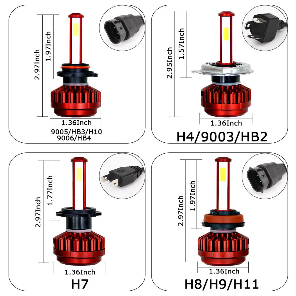 2 шт. R7 светодиодный фары H8/H9/H11 H7 HB3/9005/H10 HB4/9006 H4/9003/HB2 80 Вт 8000LM 6000K противотуманные лампы автомобильные аксессуары