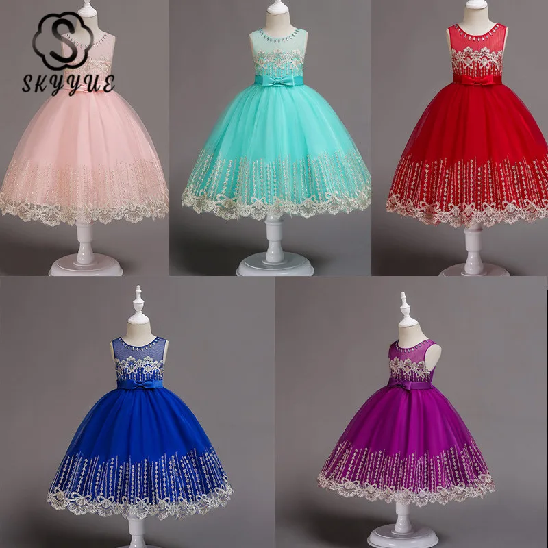 

Skyyue Girl Pageant Dress Appliquie Lace Flower Tulle Flower Girl's Dresses for Wedding Appliques Communion Gowns 2019 598