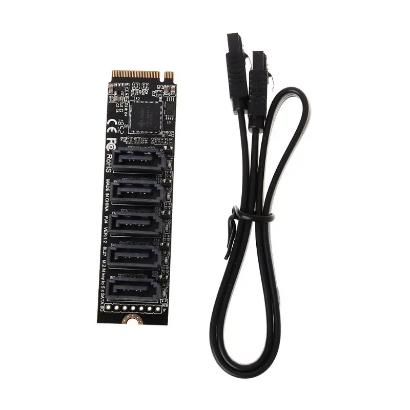 

OOTDTY 5Port SATA M.2 NVME to SATA PCI-E to PCIE SATA Disk Array 5 Cards RAID0/1 Card