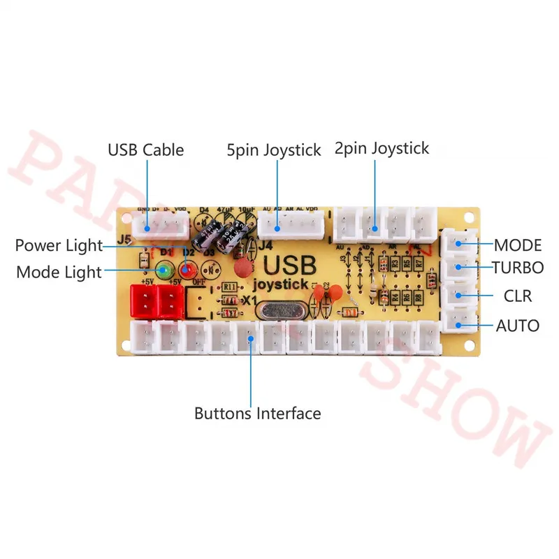 Ноль задержки аркадный usb кодер ПК к джойстику с 28 мм светодиодный кнопки и 5Pin боевые палки+ светодиодный кабель для DIY аркадный комплект запчасти